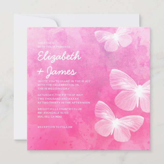 Papillons mignons épousant des invitations (Devant)