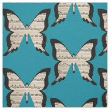 Papillons musicaux - tissu de papillon de musique
