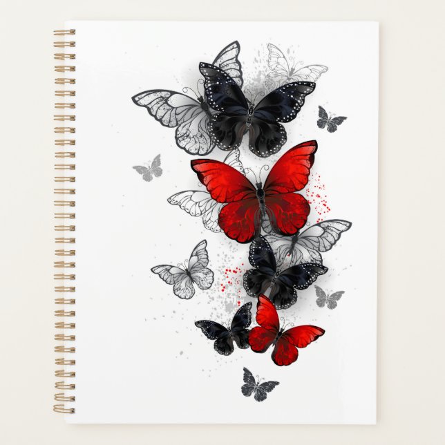Papillons noirs et rouges volants (Devant)