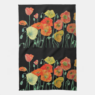 Papillons orange et noirs Aquarelle serviette de t