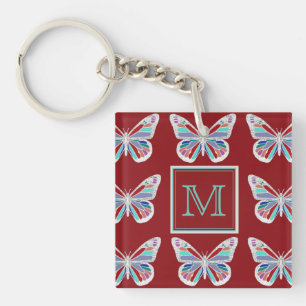 Papillons Ornés Motif Bourgogne Monogramme