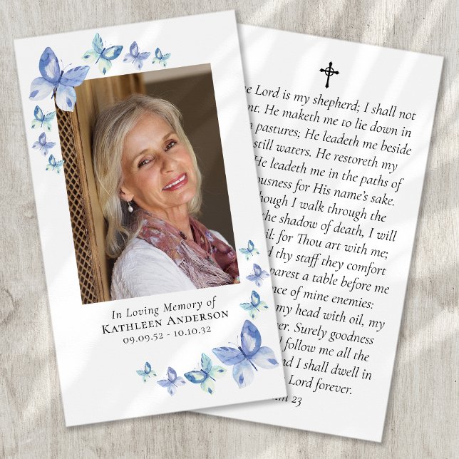 Papillons Photo Carte de prière commémorative (Créateur téléchargé)