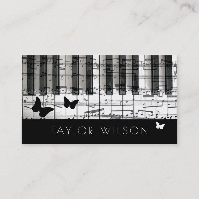 papillons pianiste professeur de musique carte de  (Devant)