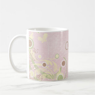 Papillons Pois Crème rose Mug classique