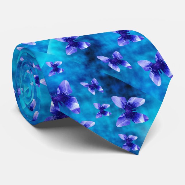 Papillons Poppy bleu, Cravate (Roulé)