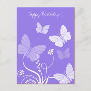 Papillons pourpres Carte postale Anniversaire
