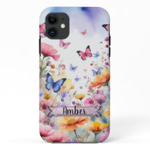 Papillons rose et bleu iPhone / coque ipad