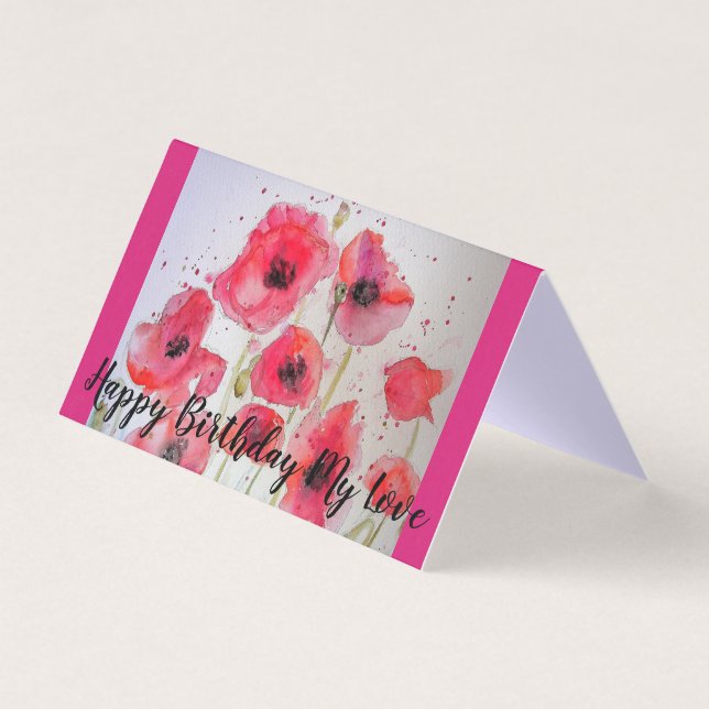 Papillons rouge vif Peindre l'amour Carte d'annive (Front)