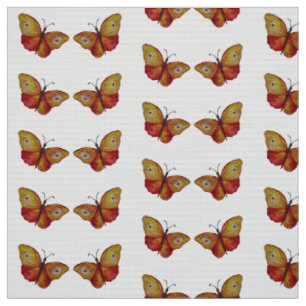Papillons rouges orange Aquarelle tissu d'art