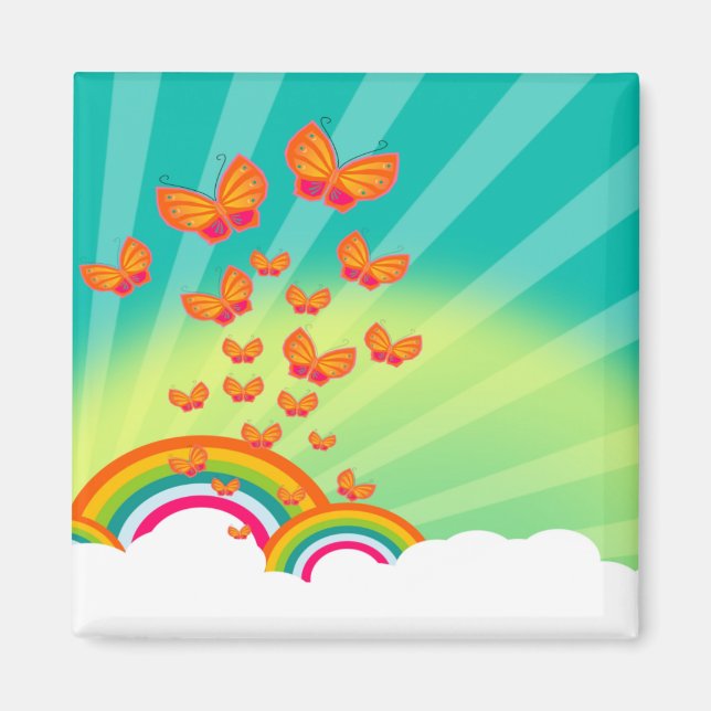 Papillons sur le aimant Rainbows (Devant)