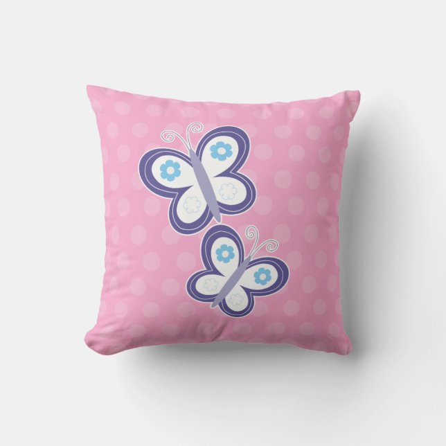 Papillons violets avec Coussin à points roses (Recto)