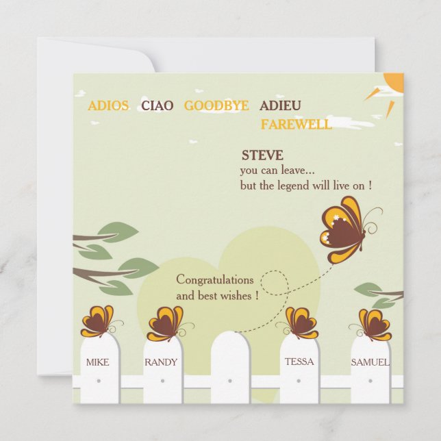 Papillons Whimsical Farewell Party Invitation (Devant)