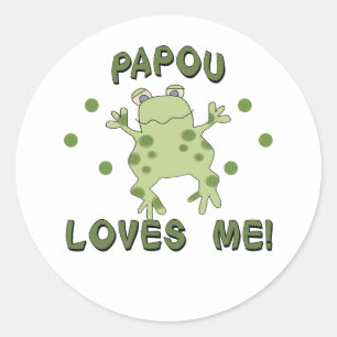 Papou Lieben Me Frosch Runder Aufkleber