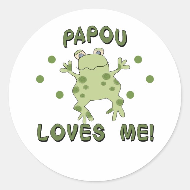 Papou Lieben Me Frosch Runder Aufkleber (Vorderseite)