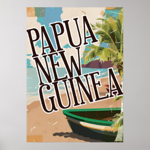 Papouasie-Nouvelle-Guinée vintage affiche de voyag
