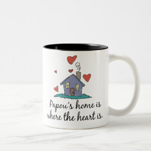 Papous Zuhause ist, wo das Herz ist Zweifarbige Tasse