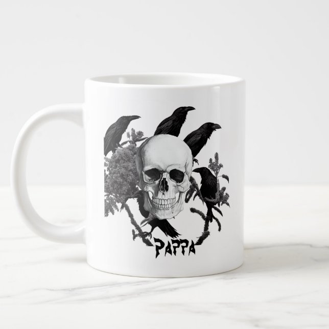 Pappa Skull and Crows Halloween Jumbo Tasse (Links)
