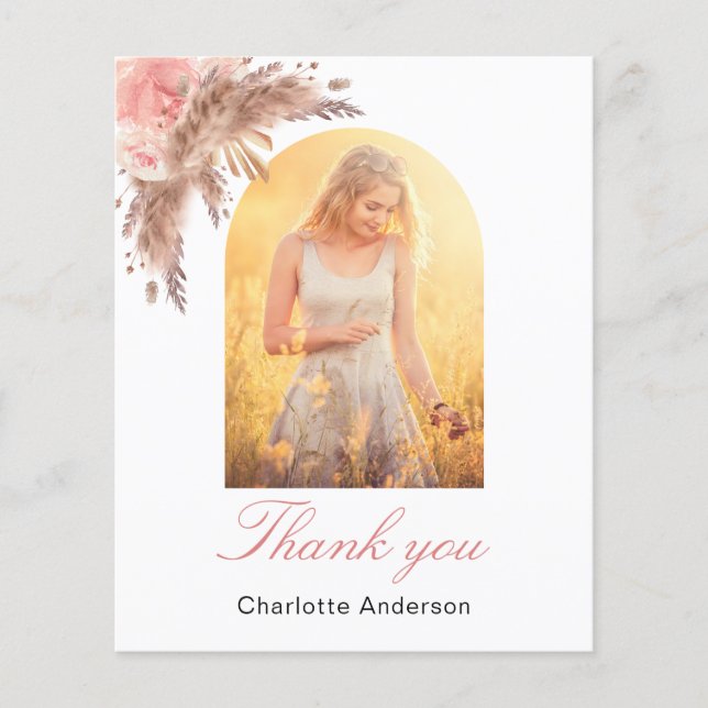 Pappas Gras Rosa Dank Karte (Vorderseite)