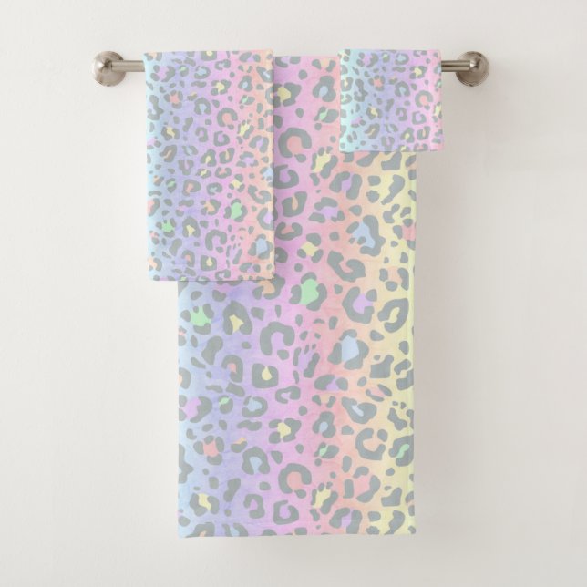 Pappel Rainbow Leopard Druckmuster Badhandtuch Set (Insitu)