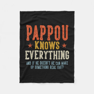 Pappou weiß alles Vatertag Retro Vintage Fleecedecke
