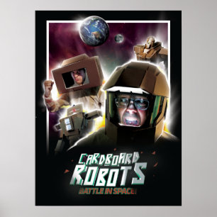 Papproboter kämpfen im Weltraum Poster