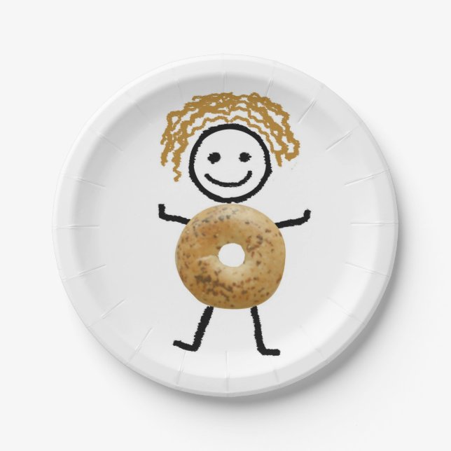 Pappteller, jüdische Dekoration, Bagel-Kind Pappteller (Vorderseite)