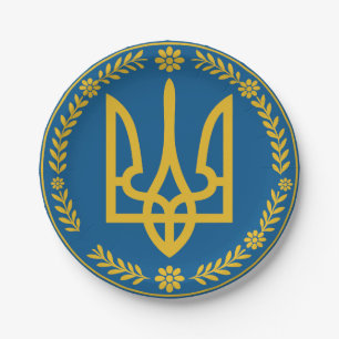 Pappteller mit ukrainischer Nationalsymbolik