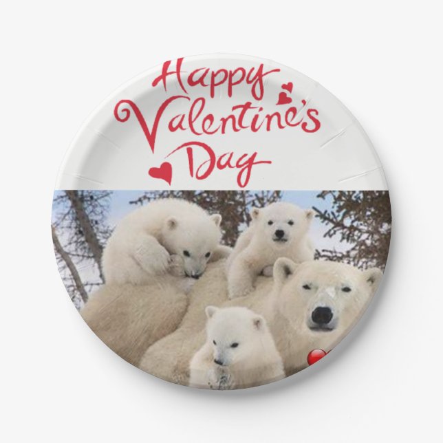 Pappteller Valentinstag Eisbären (Vorderseite)