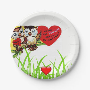 Pappteller Valentinstag Eule Vintage