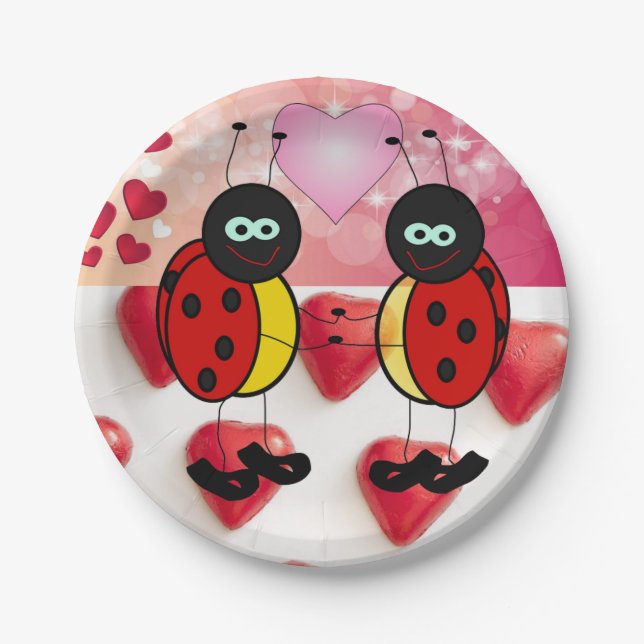 Pappteller Valentinstag, Marienkäfer (Vorderseite)