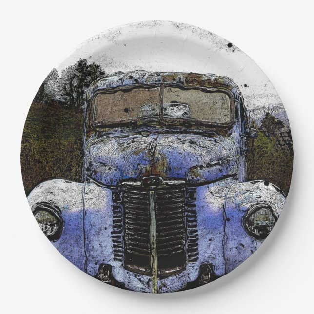 Pappteller-Vintage-LKW Pappteller (Vorderseite)