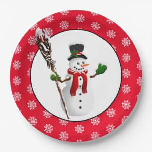 Pappteller-Weihnachts-Schneemann Pappteller
