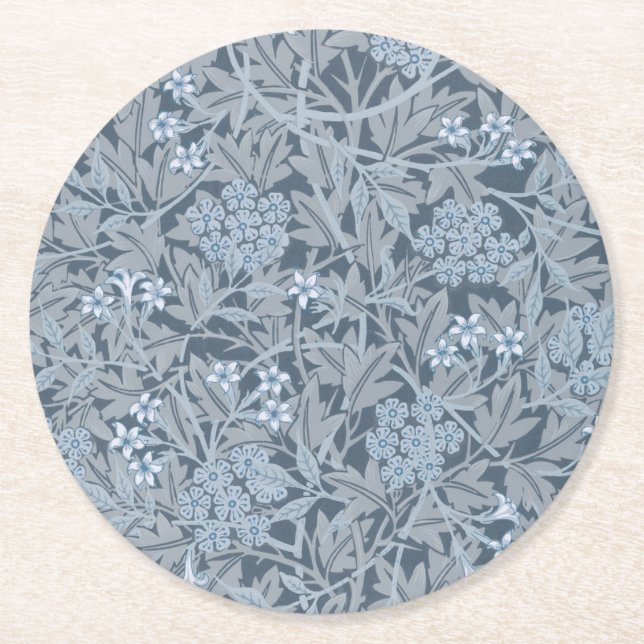 Pappuntersetzer: WILLIAM MORRIS : JASMINE Runder Pappuntersetzer (Vorderseite)