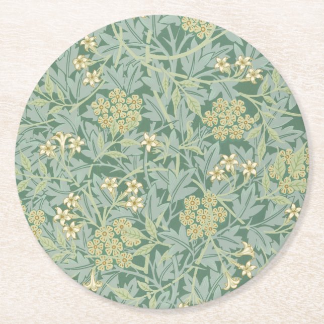 Pappuntersetzer: WILLIAM MORRIS : JASMINE Runder Pappuntersetzer (Vorderseite)