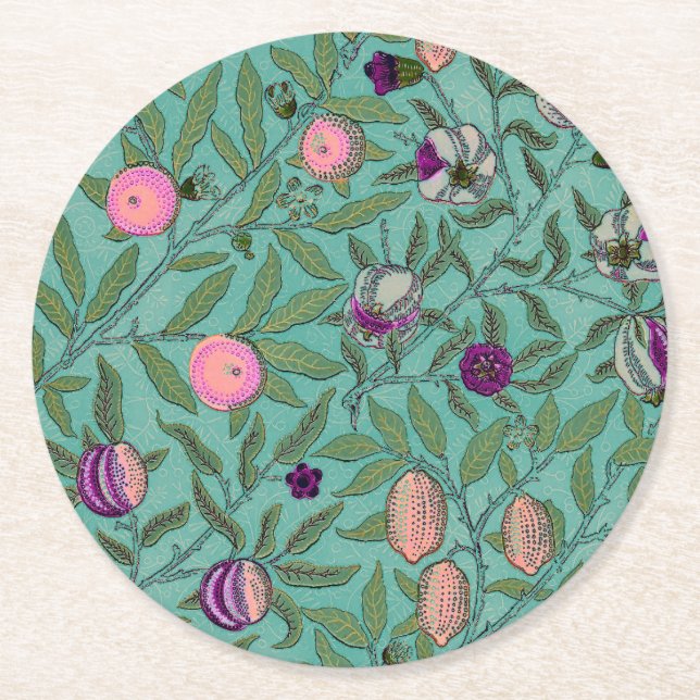 Pappuntersetzer: WILLIAM MORRIS : POMEGRANATE  Runder Pappuntersetzer (Vorderseite)