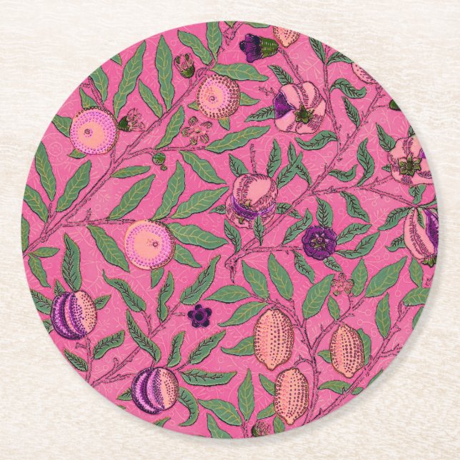 Pappuntersetzer: WILLIAM MORRIS :  POMEGRANATE  Runder Pappuntersetzer (Vorderseite)