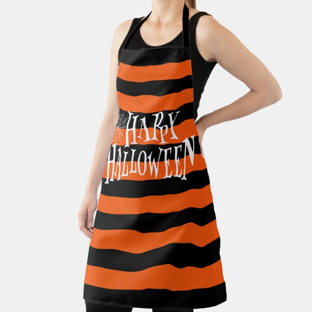 Pappy Halloween Typografie Orang & Black Stripes Schürze (InSitu)