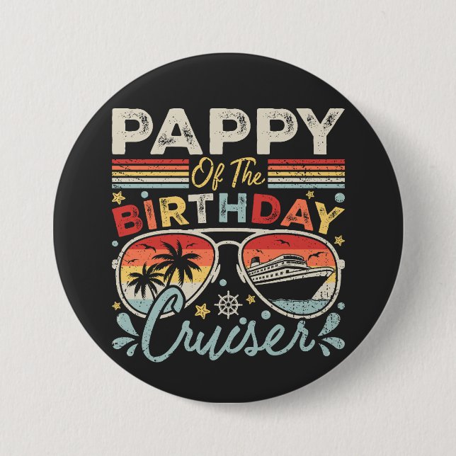 Pappy of the Birthday Cruiser Vacation Round Button (Vorderseite)