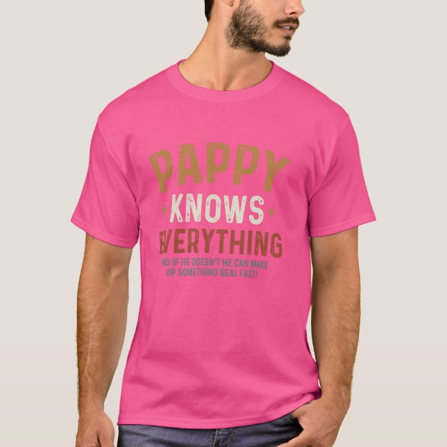 Pappy weiß alles - Humorvolle Pfote des Vaters T-Shirt (Vorderseite)