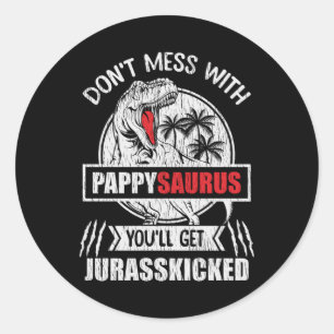 Pappysaurus-Dinosaur-Geschenk für Großvater und Pa Runder Aufkleber
