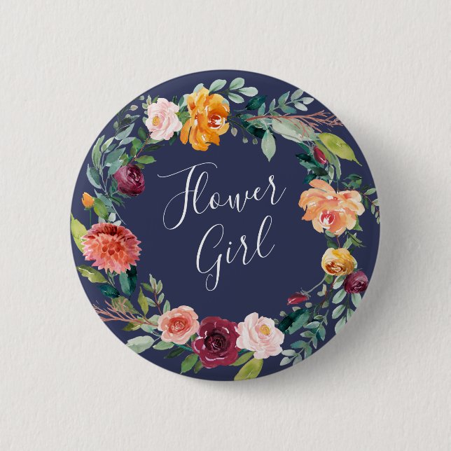 Paprika Burgundy Blumenblume Girl Button (Vorderseite)