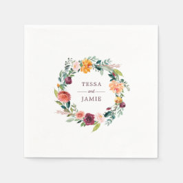 Paprika Burgundy Flora Personalisierte Neapel Serviette