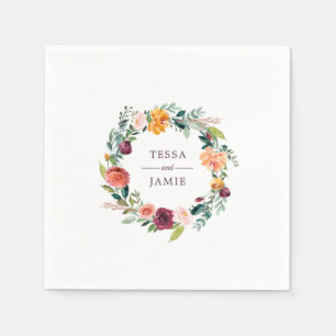 Paprika Burgundy Flora Personalisierte Neapel Serviette