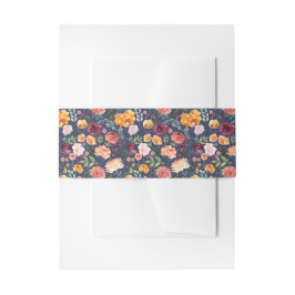 Paprika Burgundy Floral Einladung Bauchband Einladungsbanderole