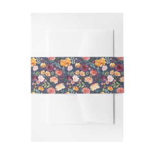 Paprika Burgundy Floral Einladung Bauchband Einladungsbanderole