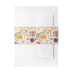 Paprika Burgundy Floral Einladung Bauchband Einladungsbanderole