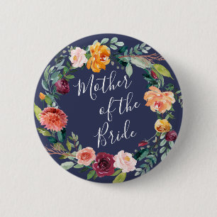 Paprika Burgundy Floral Mutter des Bride Button