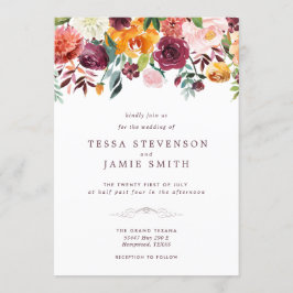 Paprika Burgundy Floral Wedding Einladung
