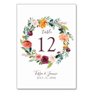 Paprika Burgundy Tischnummer Card