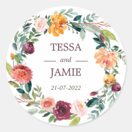 Paprika Floral Wreath Gastgeschenk Hochzeit Sticke Runder Aufkleber